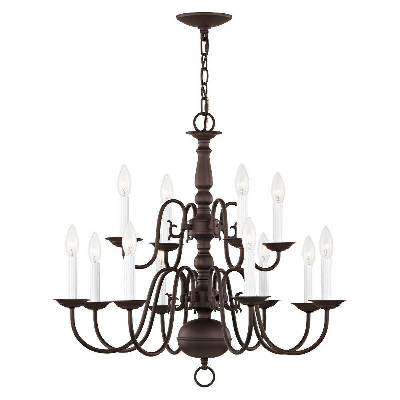 Colonial Elegance Bronze 12-Light Candle-Style Chandelier