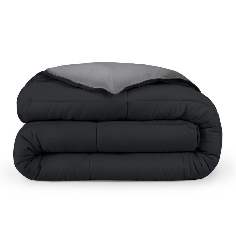 Queen Black and Gray Reversible Down Alternative Comforter