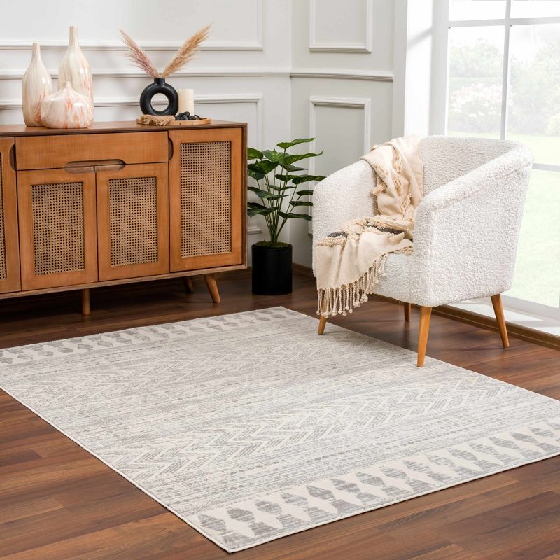 Chinnor Gray and Off-White Medium Pile Area Rug