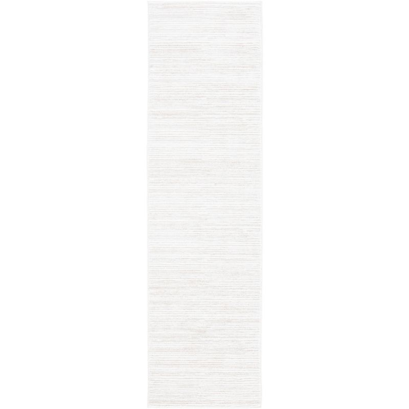 Ivory Hand-Knotted Stain-Resistant Synthetic Runner Rug