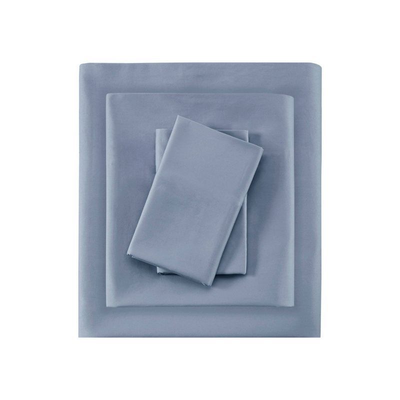 King Blue Cotton Polyester Solid Sheet Set