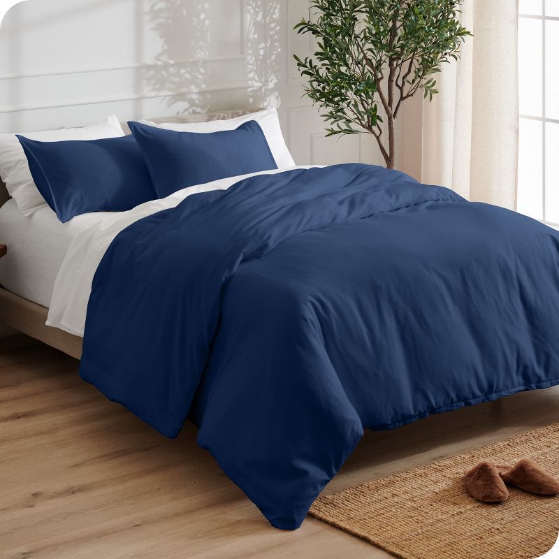 Full Dark Blue Ultra-Soft Microfiber Duvet Cover Set