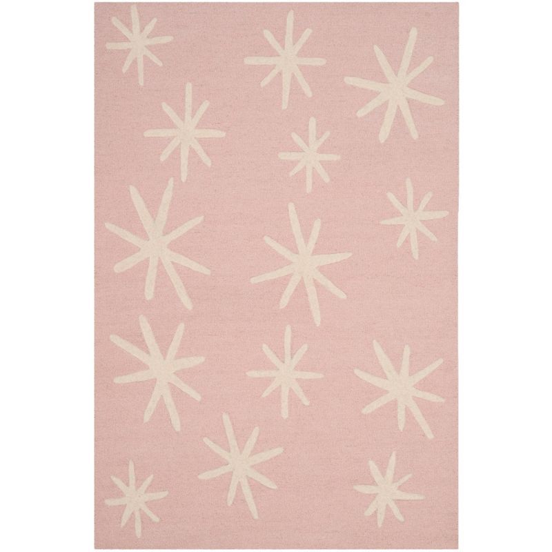 Ivory and Pink Hand-Tufted Wool Kids Area Rug 3' x 5'