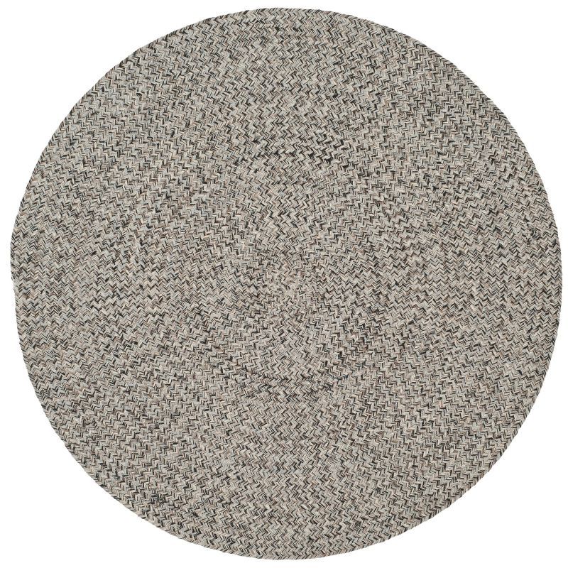 Handwoven Ivory Round Braided Wool-Cotton Rug, 3' Diameter