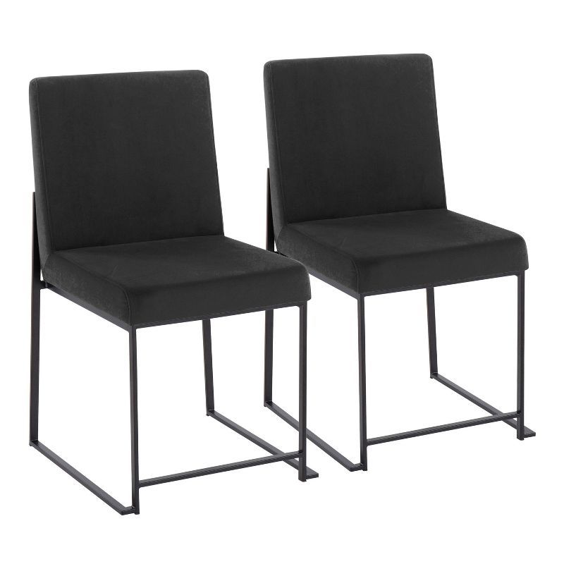 Elegant High Back Fuji Dining Chairs in Black Velvet and Steel