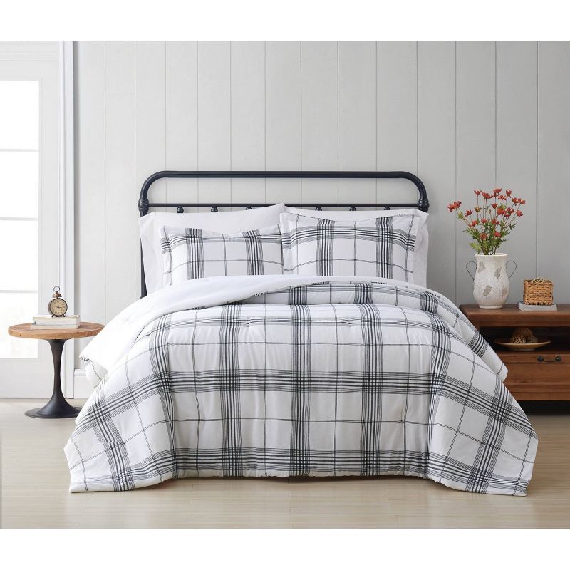 Black and White Cotton Plaid Full Quilt Set