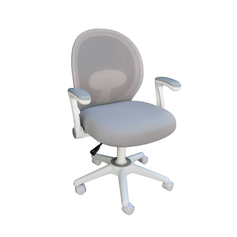 Grey Mesh and Fabric Task Chair with Adjustable Arms