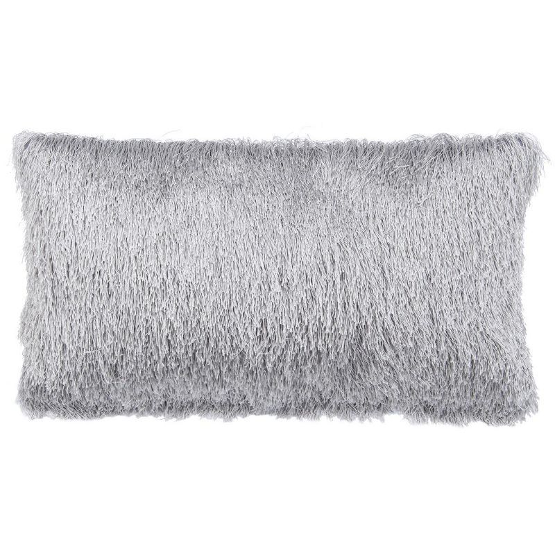 Silver Shag Rectangular Indoor/Outdoor Decorative Pillow