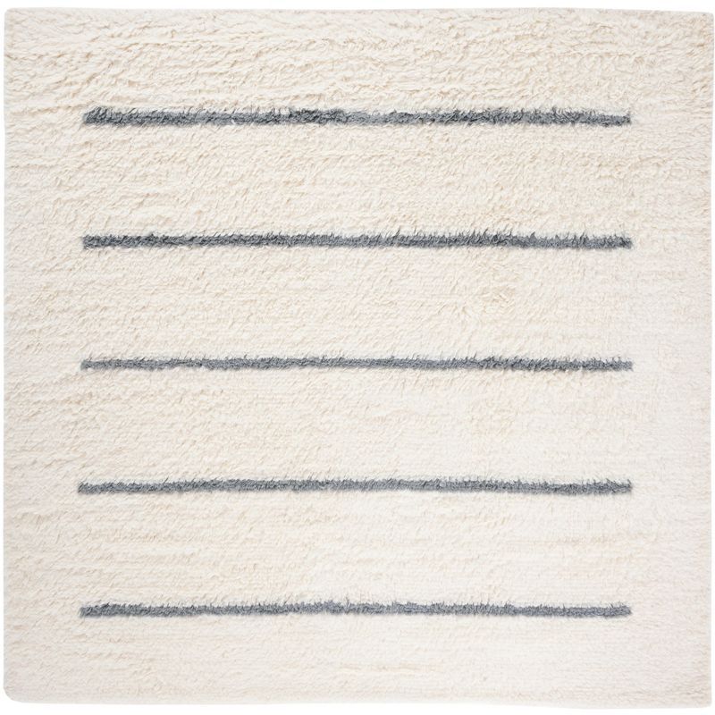 Kenya Collection 7' Hand-Knotted Gray Wool Square Area Rug