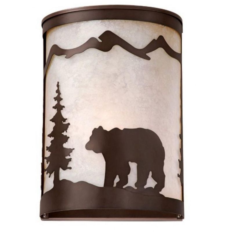 Rustic Burnished Bronze Bear and Tree Wall Sconce