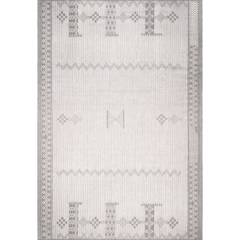 Lowen Global Geometric Light Gray Indoor/Outdoor Area Rug, 3'6" x 5'