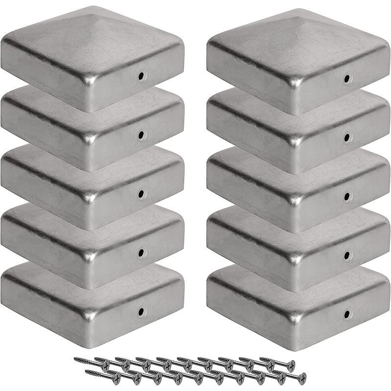 VIIRKUJA 2.8x2.8 Inch Galvanized Steel Fence Post Caps, Set of 10