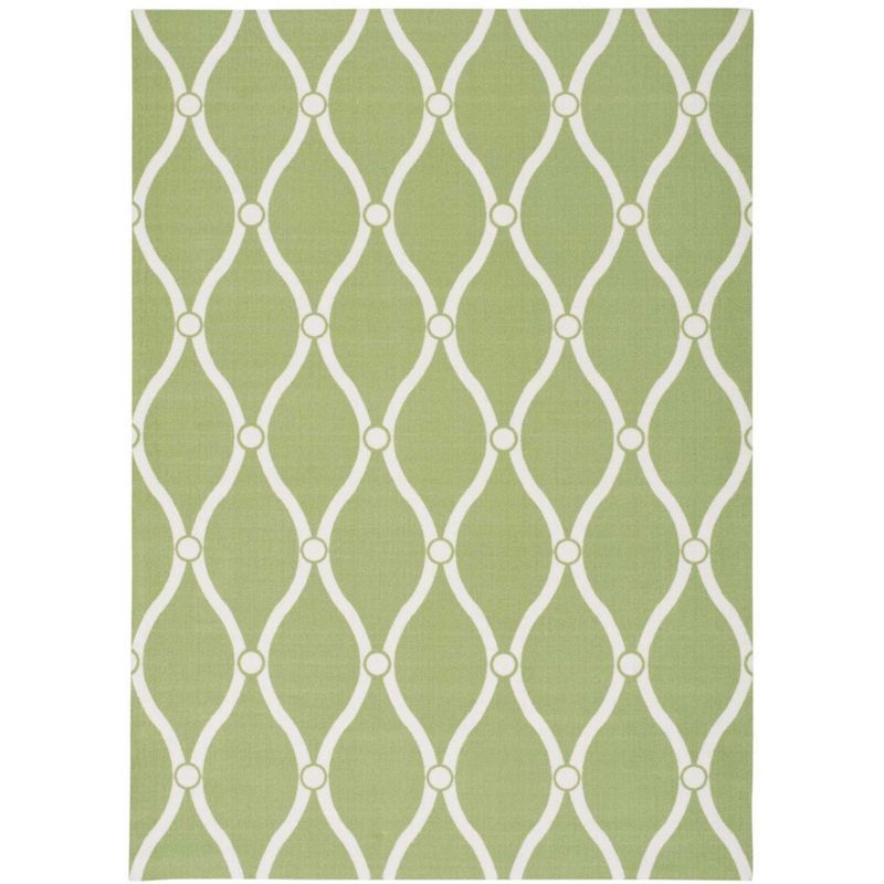 Green Floral Synthetic Easy Care 5' x 7' Area Rug