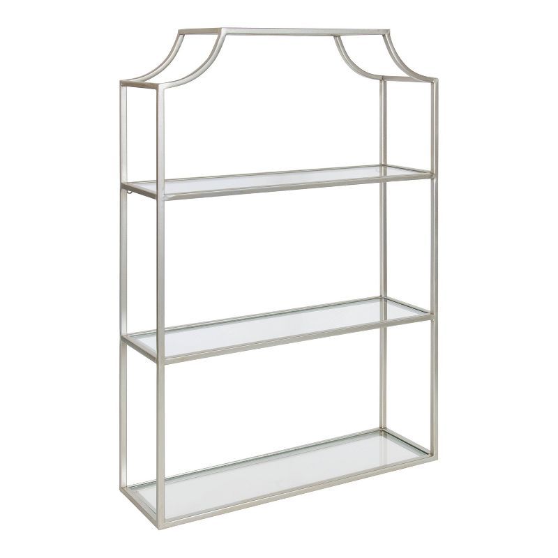 Silver Scalloped 4-Tier Glass Wall Shelf