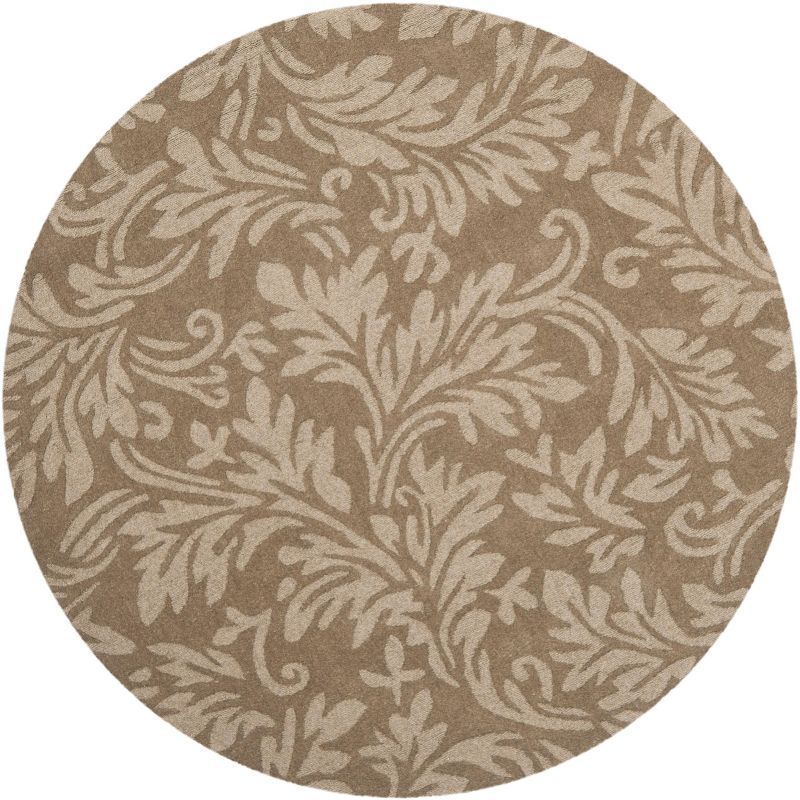 Hand-Tufted Round Brown Wool Area Rug, 5' Diameter