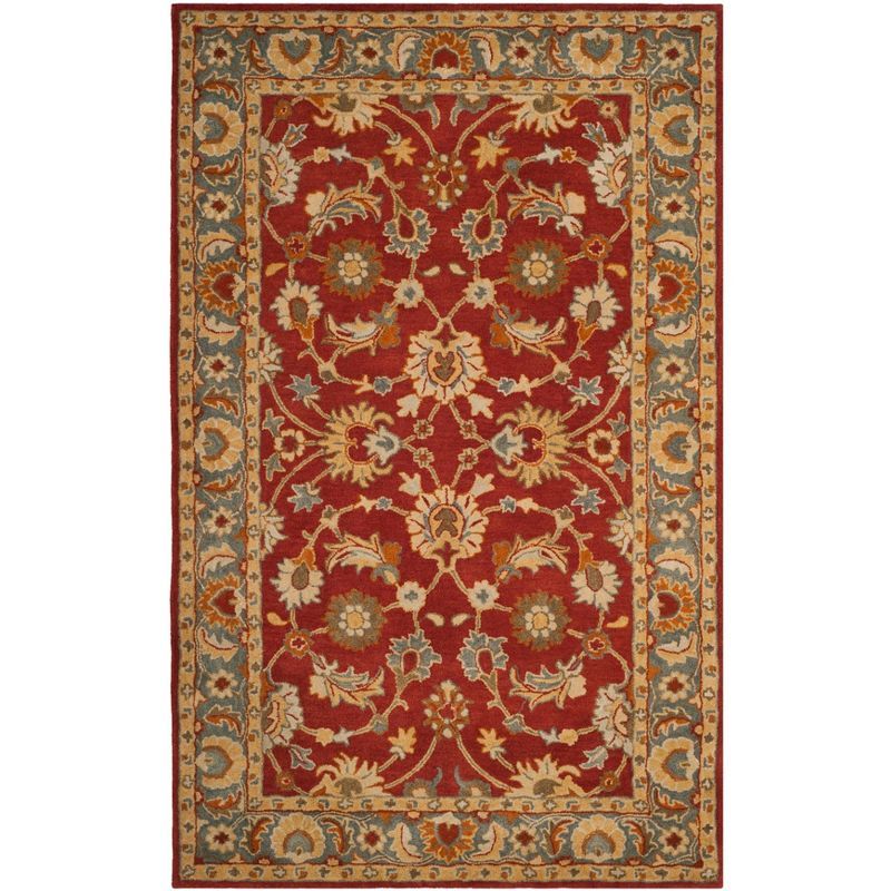 Red and Blue Hand-Tufted Wool 5' x 8' Area Rug