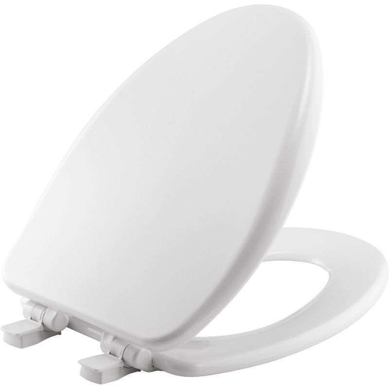 White Gloss Elongated Enameled Wood Slow-Close Toilet Seat