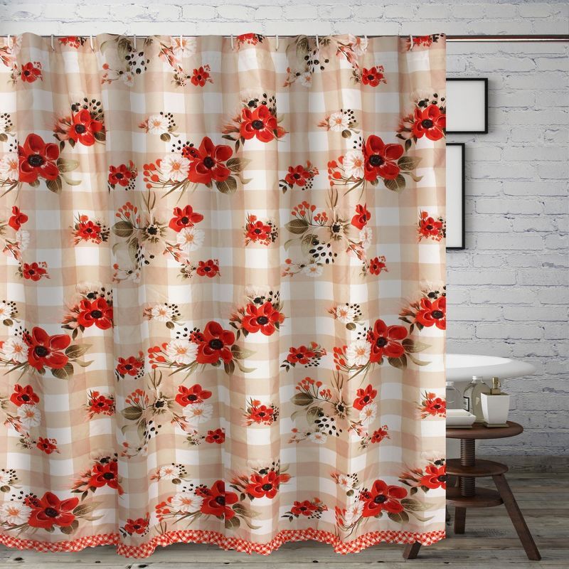 Wheatly Farmhouse Gingham Floral Shower Curtain 72" x 72"