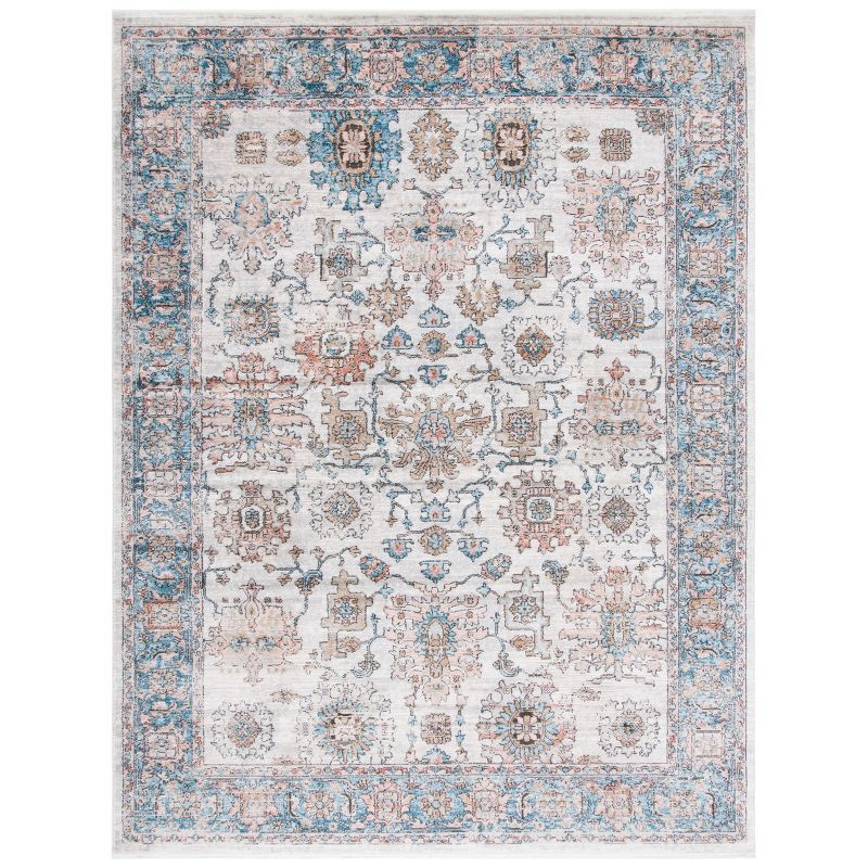 Abstract Blue Elegance 9' x 12' Hand-Knotted Synthetic Area Rug