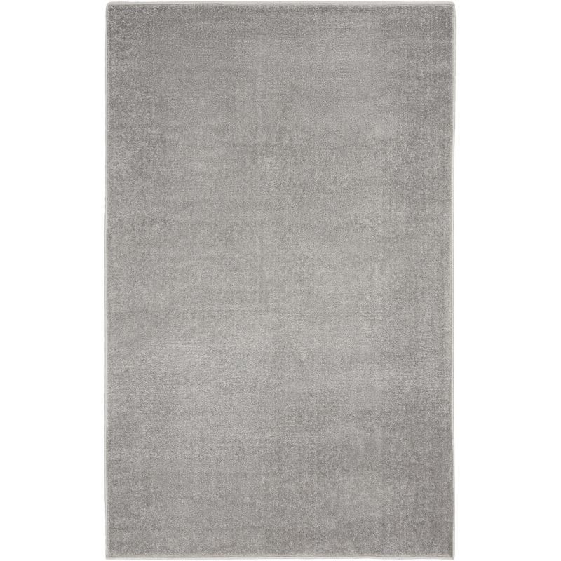 Silver Grey Rectangular 8' x 10' Stain-Resistant Synthetic Rug