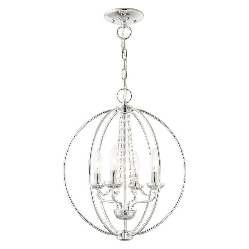 Polished Chrome Mini Orb Chandelier with Crystals