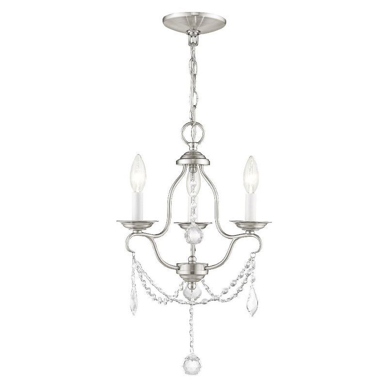Elegant Brushed Nickel 3-Light Mini Chandelier with Crystal Accents