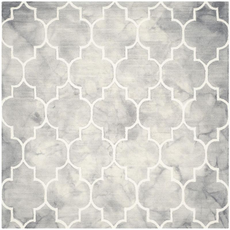 Elegant Grey/Ivory Hand-Tufted Wool Square Area Rug