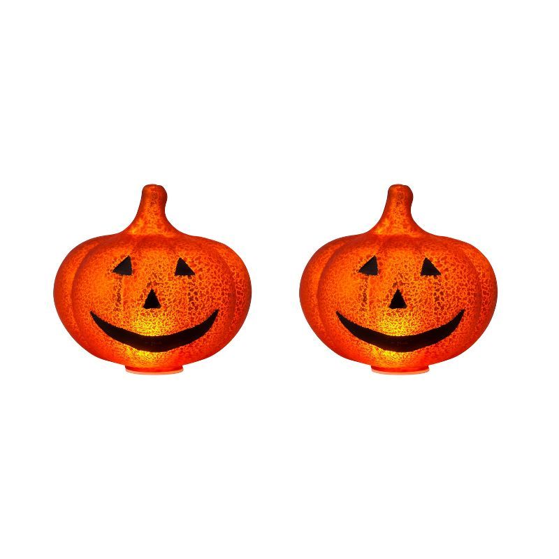 Mr. Halloween 6" Orange Mercury Glass Jack-O-Lantern Lights Set