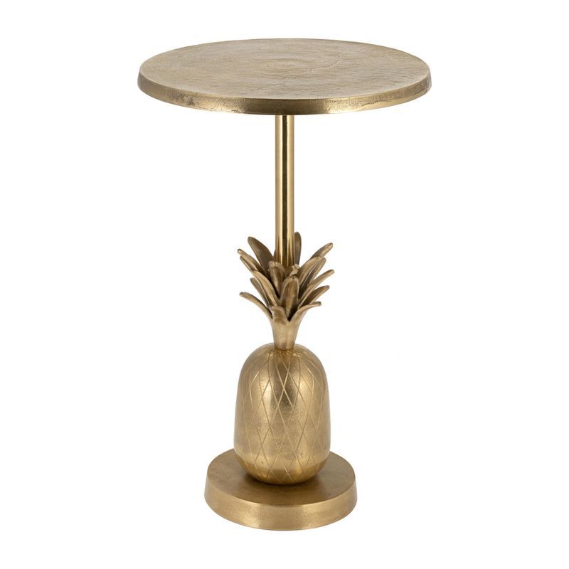 Gold Pineapple 24" Round Metal Side Table