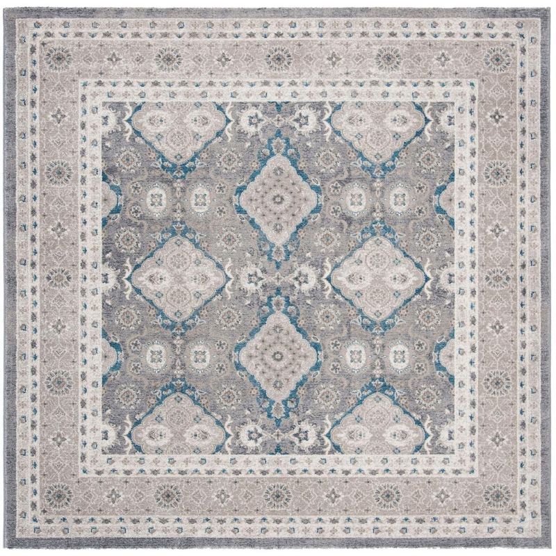 Sofia Light Grey and Beige Square Synthetic Area Rug