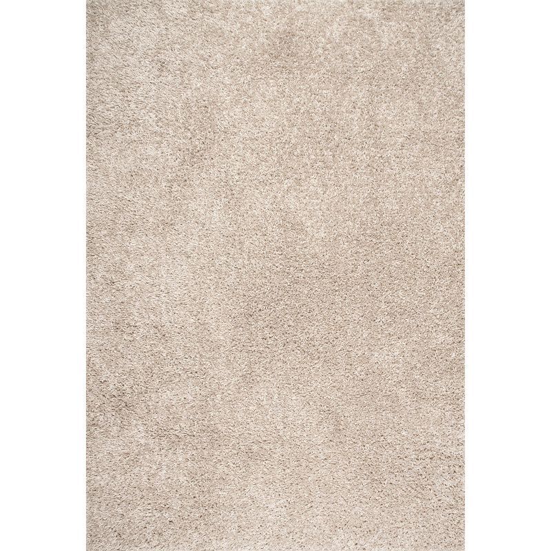 Plush Easy-Care Beige Shag Area Rug 5' x 7'