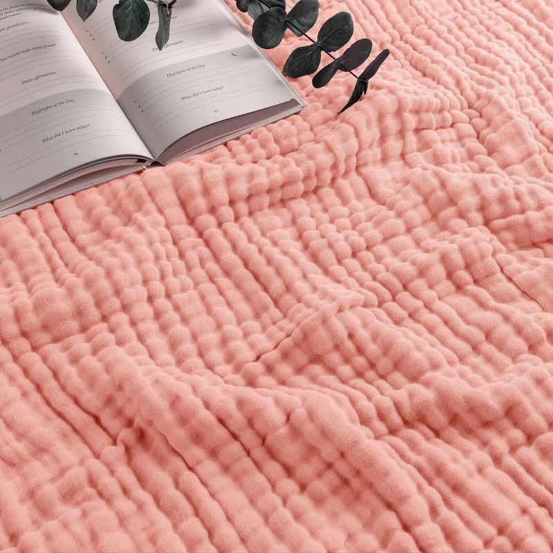 Lace Pink Cotton Muslin Throw Blanket, 50" x 60"