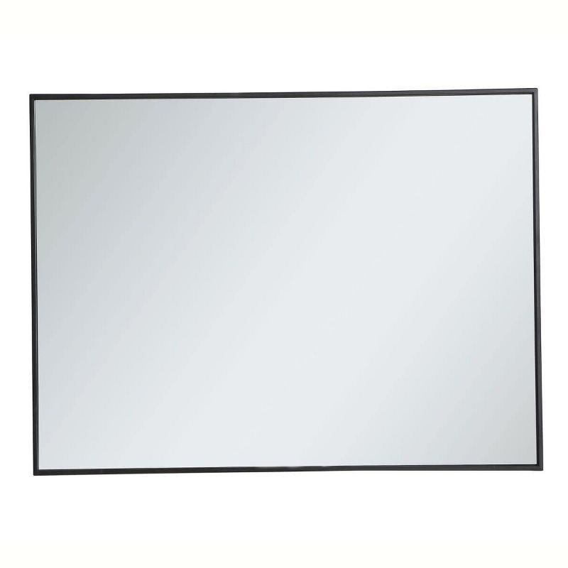 Elegant Black Metal Framed Rectangular Wall Mirror