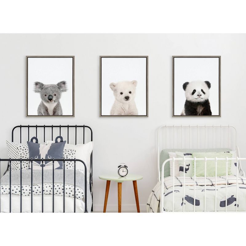 Sylvie Three Bears Framed Canvas Wall Art Set for Kids