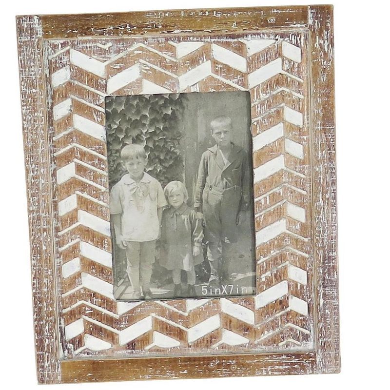 Whitewash Pattern 5x7 Natural Wood Picture Frame