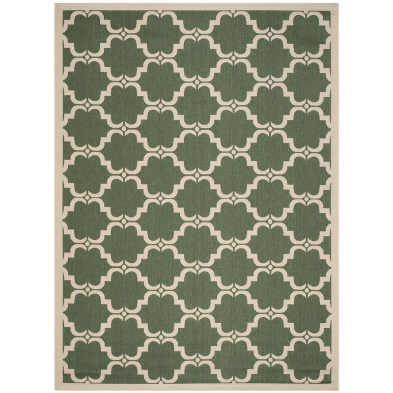 Courtyard Essence 8' x 10' Dark Green/Beige Easy-Care Outdoor Rug