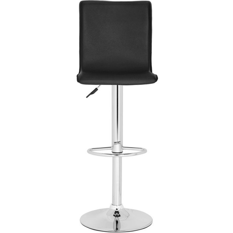 Magda Black Adjustable Swivel Bar Stool with Chrome Frame