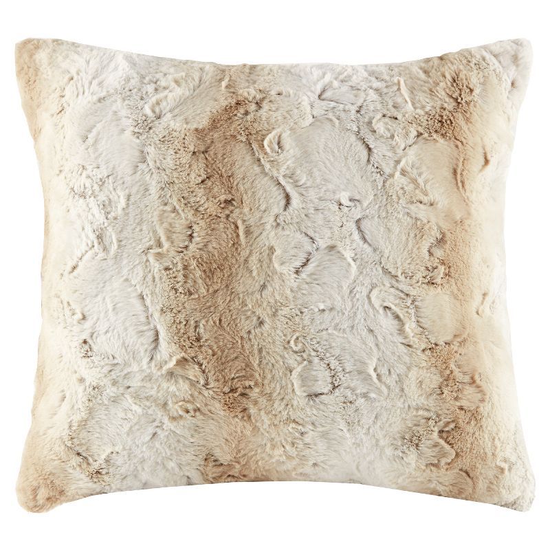 Sand Faux Fur 20" x 20" Square Throw Pillow