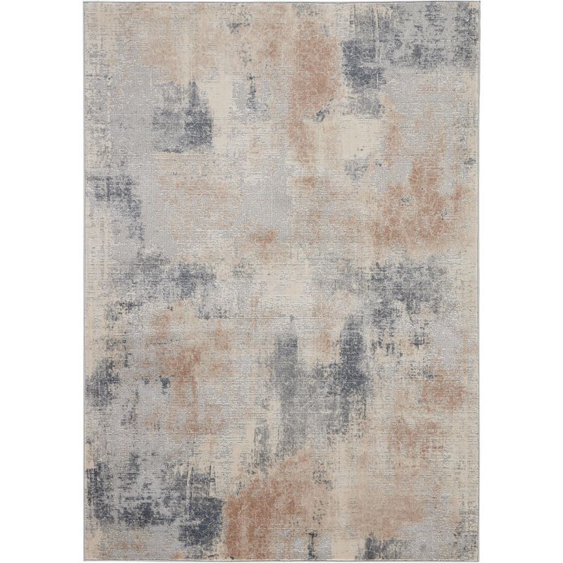 Modern Abstract Beige & Grey Synthetic Area Rug 3'11" x 5'11"