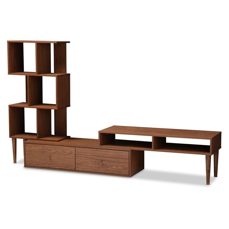 Haversham Walnut Brown Mid-Century Modern TV Stand