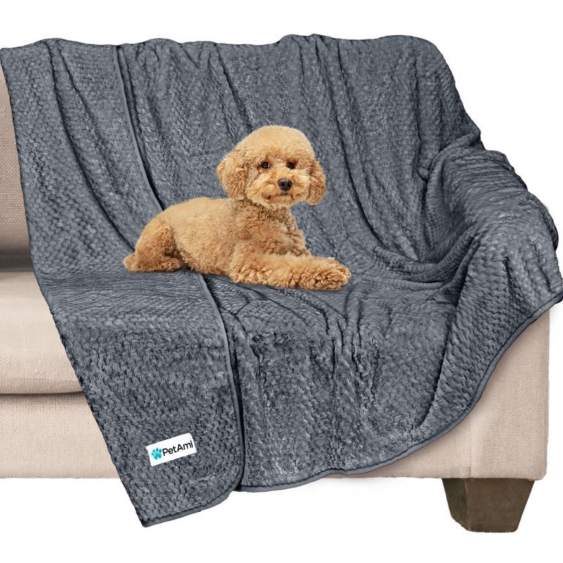 Large Charcoal Waterproof Fleece Dog Blanket