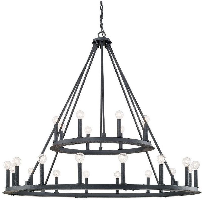 Pearson Grand Black Iron 24-Light Chandelier with Candle Bulbs