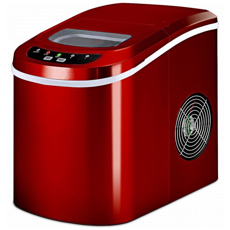 Red Portable Countertop Ice Maker with Touch Controls