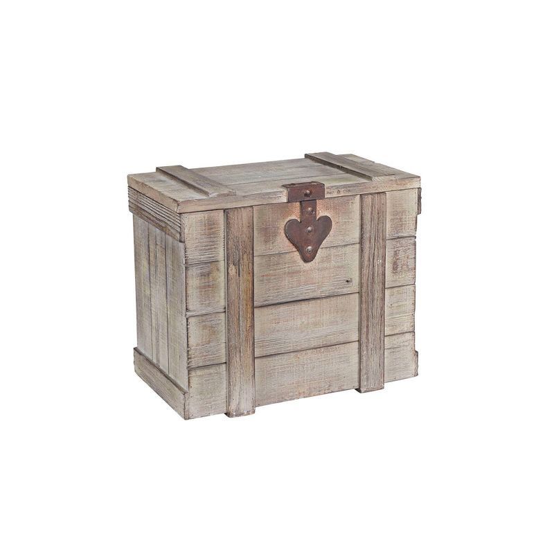 Small Antiqued Gray Wooden Decorative Storage Trunk