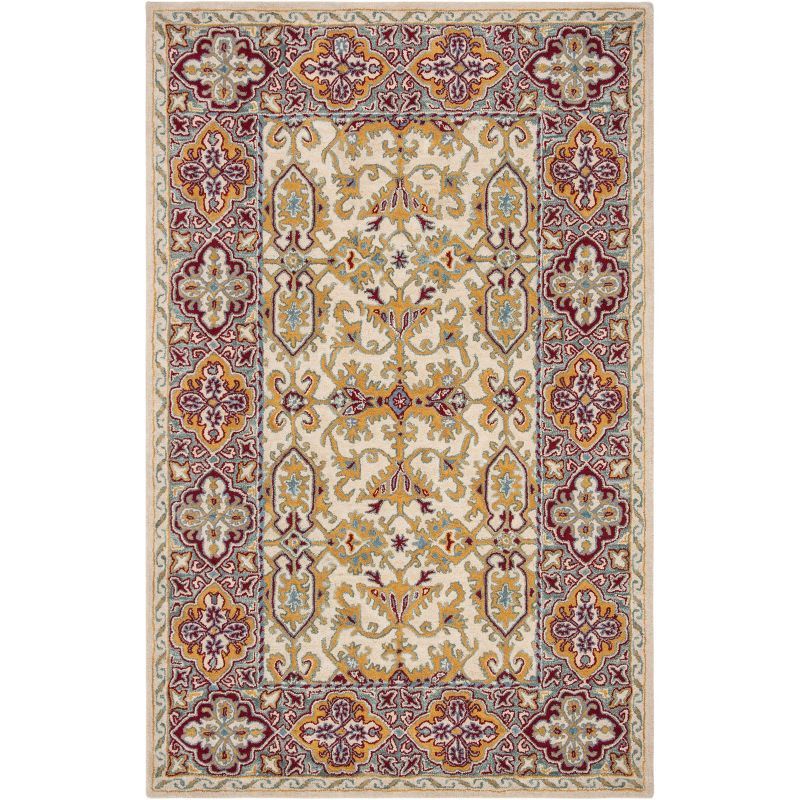 Ivory and Blue Hand-Tufted Wool Area Rug