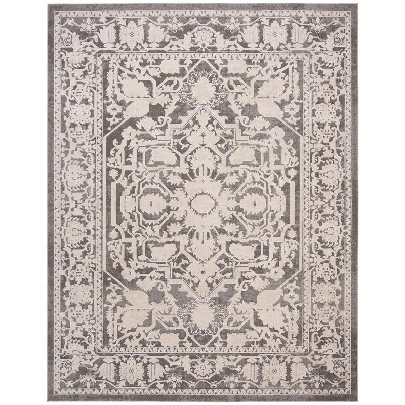 Gray Floral Synthetic 8' x 10' Area Rug