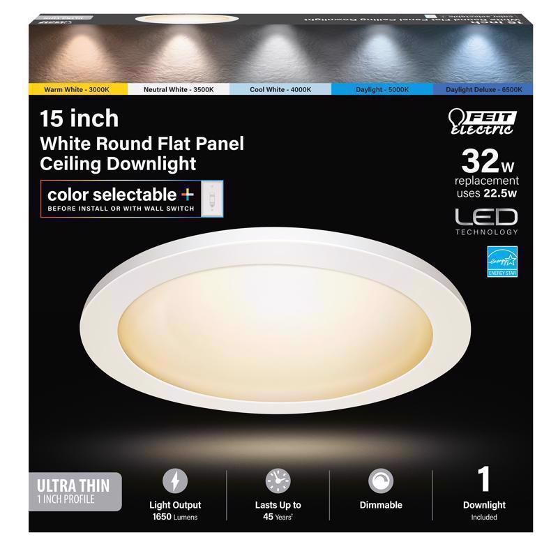 15-Inch White Round Aluminum LED Flush Mount Light