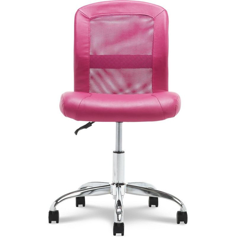 Pink Faux Leather Mesh Swivel Task Chair