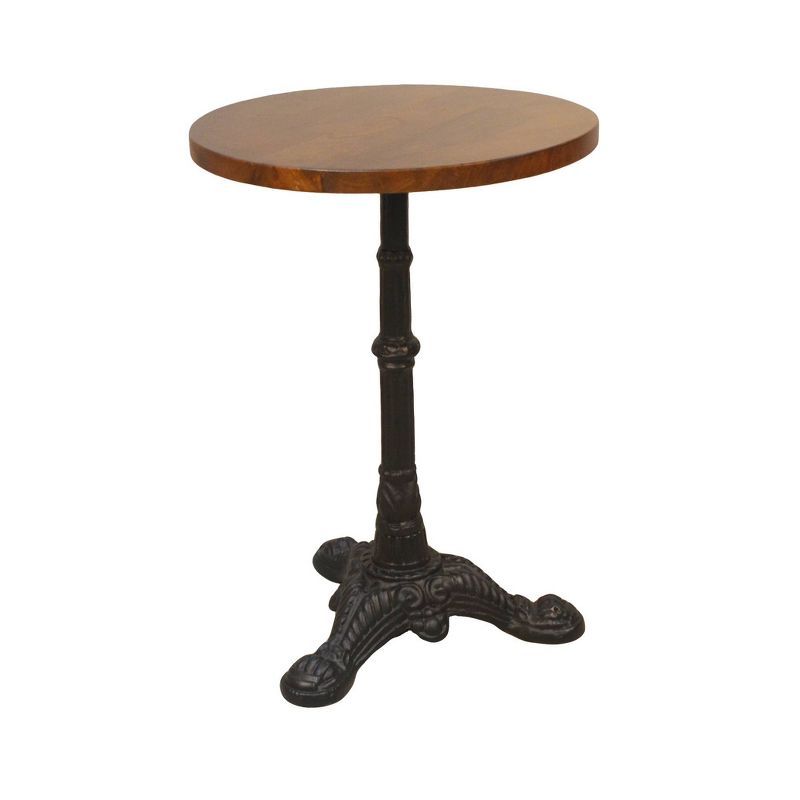 Brera Chestnut Mango Wood and Black Metal Round Accent Table