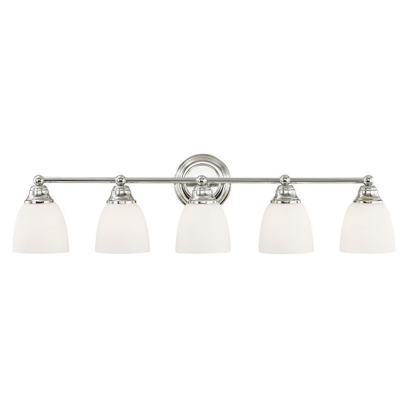 Somerville Polished Chrome 5-Light Vanity with Satin Opal Glass